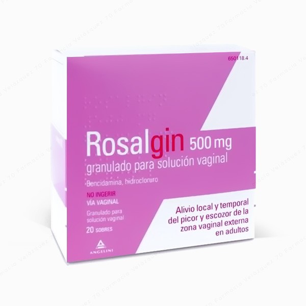 ROSALGIN 500 mg GRANULADO PARA SOLUCION VAGINAL, 20 sobres