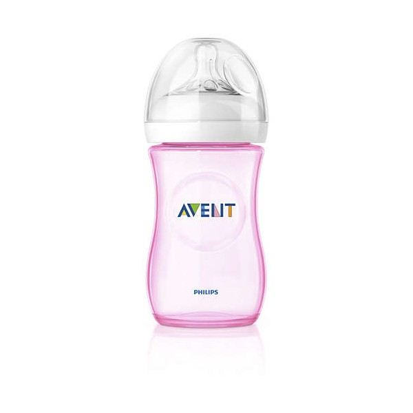 AVENT BIBERÓN NATURAL 260 ML TETINA DE FLUJO LENTO COLOR ROSA