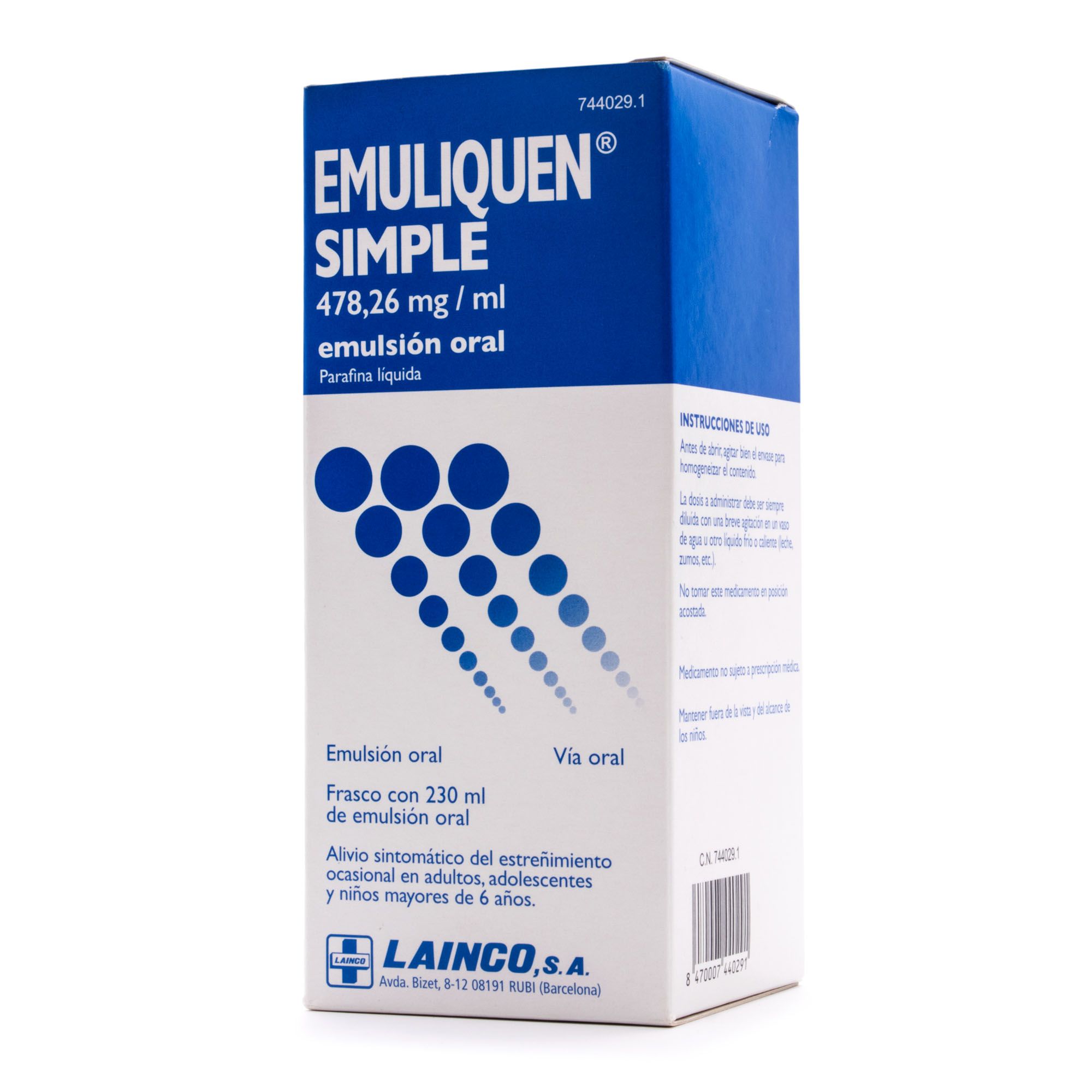 EMULIQUEN SIMPLE 478,26 mg/ml EMULSION ORAL , 1 frasco de 230 ml