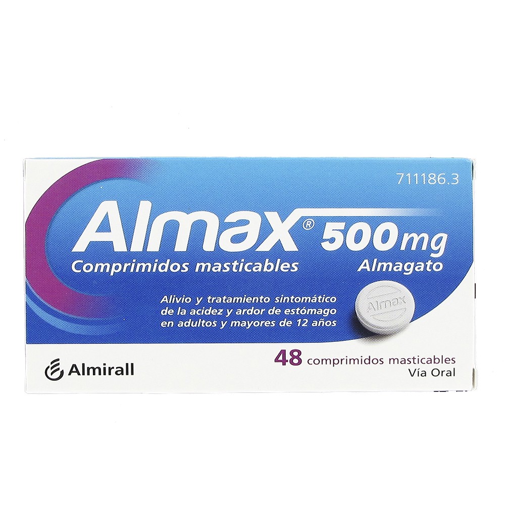 ALMAX 500 mg COMPRIMIDOS MASTICABLES,48 comprimidos