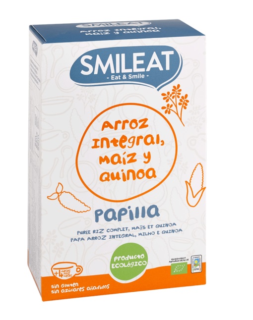 SMILEAT PAPILLA ECOLÓGICA DE ARROZ, MAIZ Y QUINOA. SIN GLUTEN. 230GRS