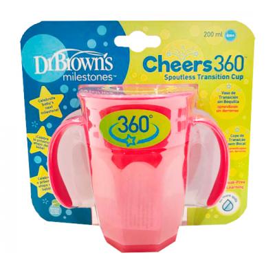 Dr Brown's Vaso 360 Rosa Sin Boquilla con Asas 200 ml