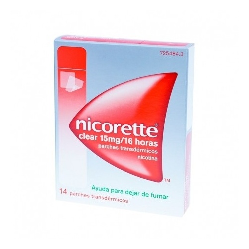 NICORETTE CLEAR 15 MG/16 HORAS PARCHES TRANSDERMICOS 14 parches (Bolsa multilaminada en papel/lámina PET/copolímero de cicloolefina extrusionado)