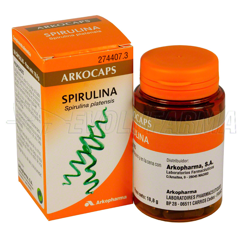 ARKOCÁPSULAS SPIRULINA. Envase de 50 cápsulas