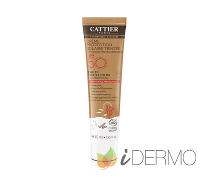 CREMA DE PROTECCIÓN SOLAR CON COLOR CARA-ESCOTE CATTIER