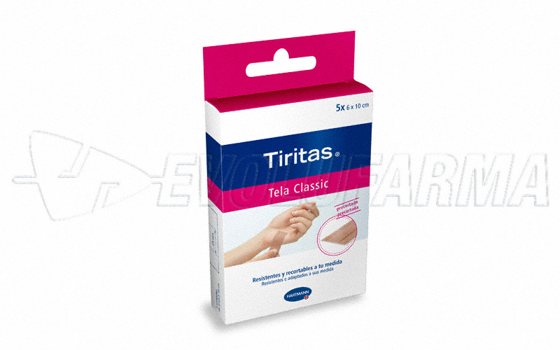 HARTMANN TIRITAS TELA CLASSIC. 10 uds. de 6 x 10 cm. precortadas.