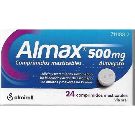 ALMAX 500 mg COMPRIMIDOS MASTICABLES,24 comprimidos