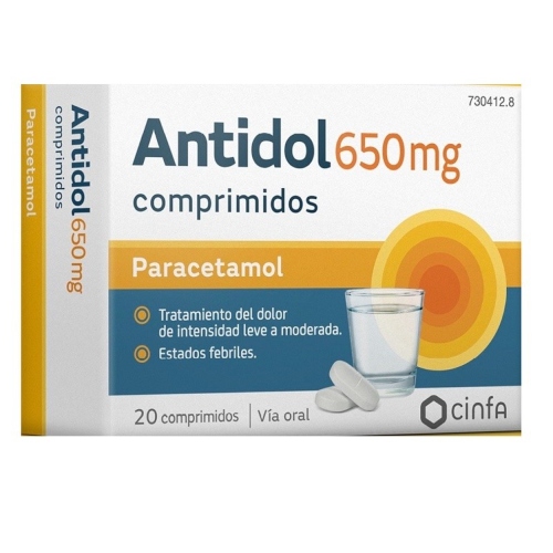 ANTIDOL 650 MG COMPRIMIDOS , 20 comprimidos