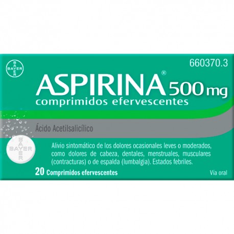 Aspirina 500 mg 20 Comprimidos Efervescentes
