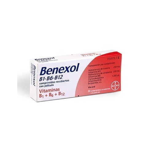 BENEXOL B1-B6-B12 COMPRIMIDOS RECUBIERTOS CON PELICULA, 30 comprimidos