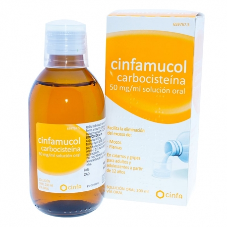 CINFAMUCOL CARBOCISTEÍNA 50 mg/ml SOLUCION ORAL , 1 frasco de 200 ml
