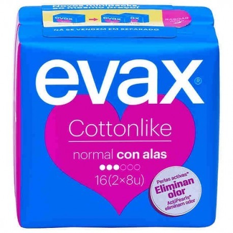 COMPRESAS HIGIENICAS FEMENINAS EVAX COTTONLIKE NORMAL CON ALAS 16 COMPRESAS COMPRESAS HIGIENICAS FEMENINAS EVAX COTTONLIKE NORMAL CON ALAS 16 COMPRESAS