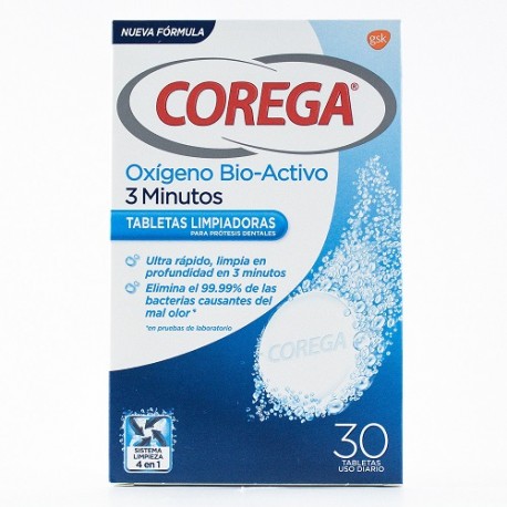 COREGA OXIGENO BIO-ACTIVO LIMPIEZA PROTESIS DENTAL 30 TAB