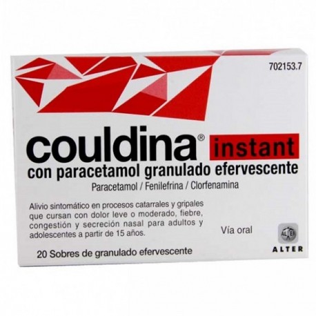 COULDINA INSTANT CON PARACETAMOL GRANULADO EFERVESCENTE , 20 sobres
