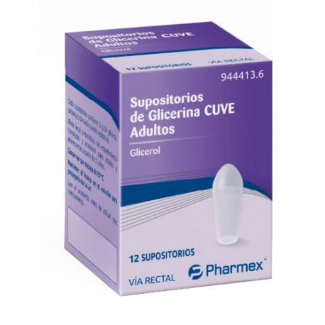 SUPOSITORIOS DE GLICERINA CUVE ADULTOS, 12 supositorios