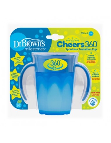 Dr Brown's Vaso 360 Azul Sin Boquilla con Asas 200 ml