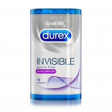 DUREX INVISIBLE EXTRA FINO EXTRA LUBRICADO PRESE 12 U