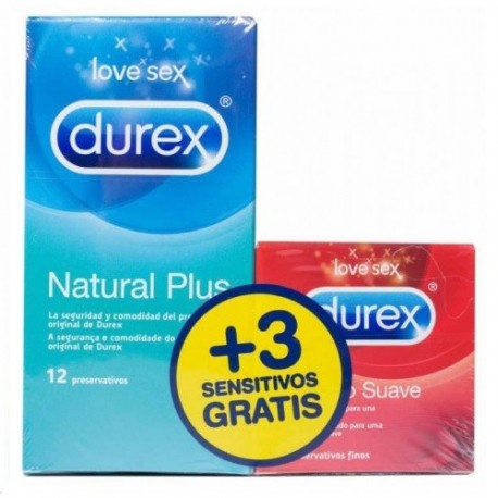 DUREX NATURAL PLUS + DUREX SENSITIVO CONFORT PRE PACK 12 + 3 PRESERV DUREX NATURAL PLUS + DUREX SENSITIVO CONFORT PRE PACK 12 + 3 PRESERV