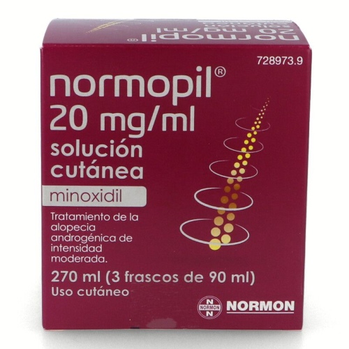 NORMOPIL 20 MG/ML SOLUCIÓN CUTÁNEA,3 frascos de 90 ml (270 ml)