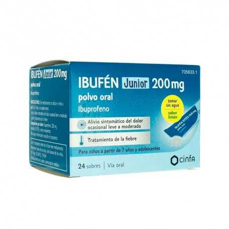 IBUFEN JUNIOR 200 MG POLVO ORAL, 24 sobres IBUFEN JUNIOR 200 MG POLVO ORAL, 24 sobres