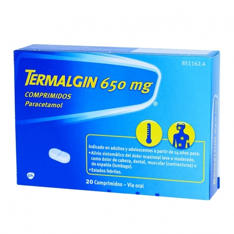 TERMALGIN 650 mg COMPRIMIDOS, 20 comprimidos